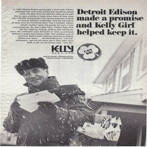 1967 Kelly Girl Services Division Detroit Edison Helped Vintage Print Ad/Poster